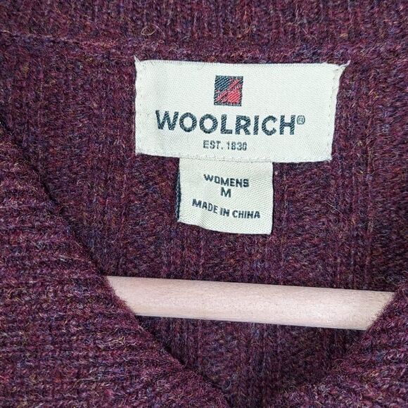 Woolrich Burgundy Embroidered Full Zip Sweater M - Picture 4 of 9